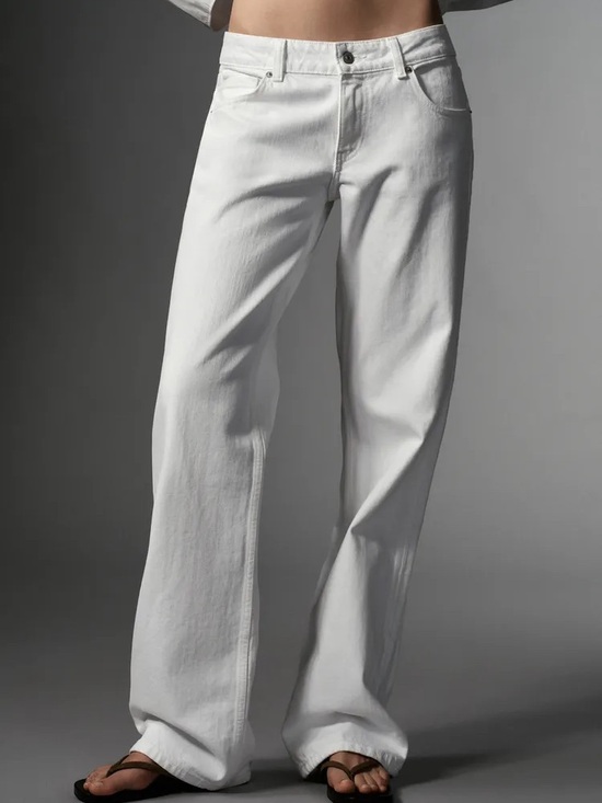 Zara Denim - White Low Rise Wide-Leg Jeans - Clean Minimal Style